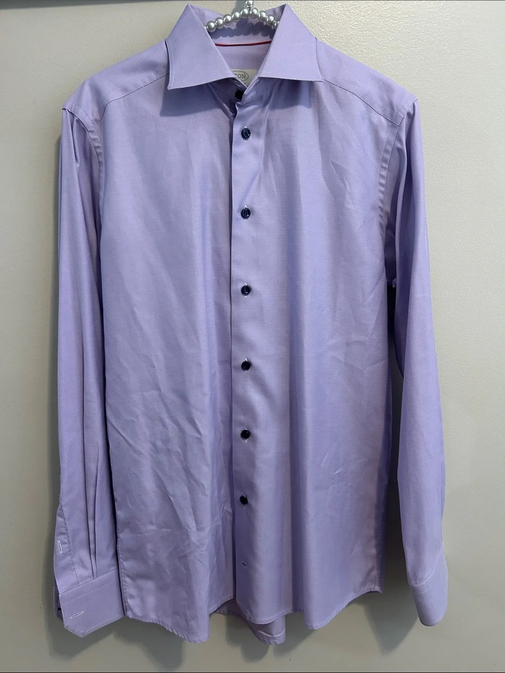 Eton Contemporary Fit Dress Shirt Mens 15/38 Purple Lavender Stripe Cotton